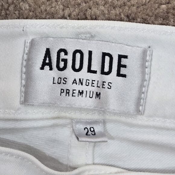Agolde Womens Jeans Sz 29 White Distressed Sophie Crop - Picture 7 of 14